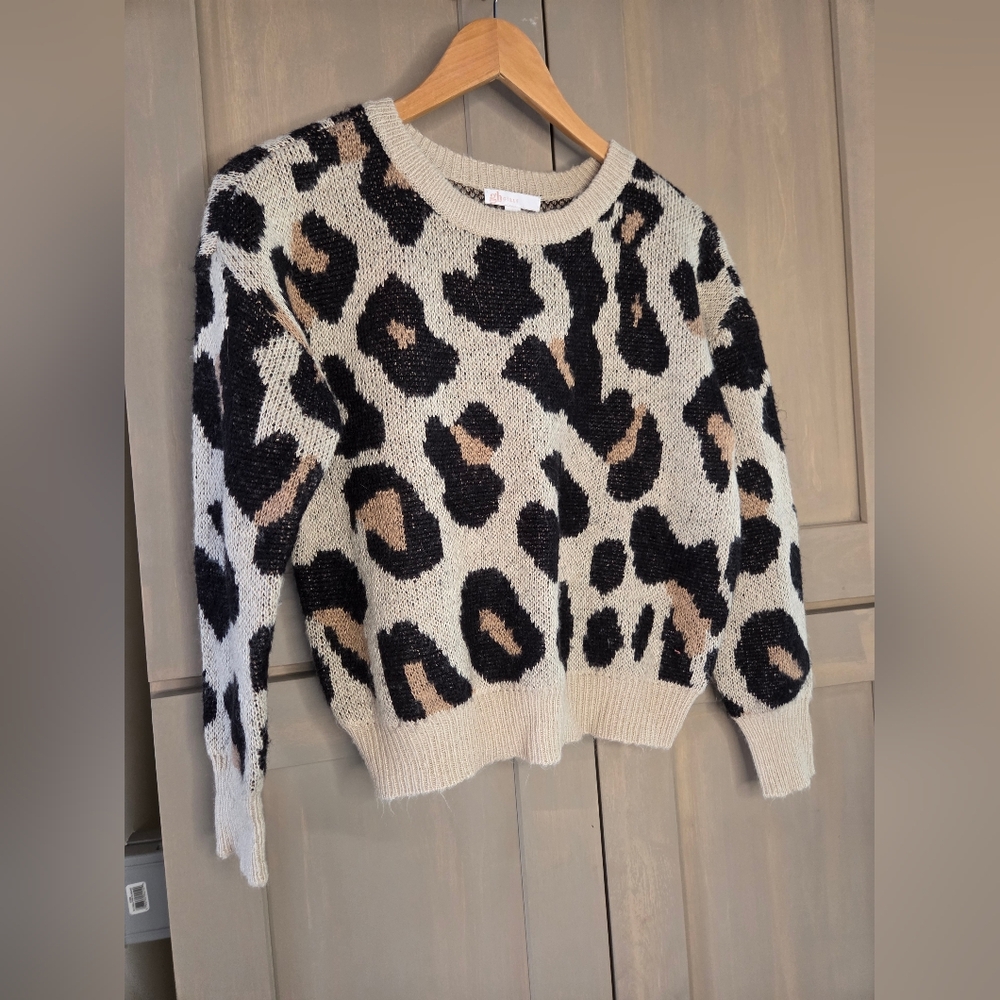 GB Girls Leopard Pattern Sweater - Black and Cream